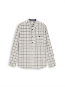 Regular Fit Cordhemd mit Karomuster white based taupe check