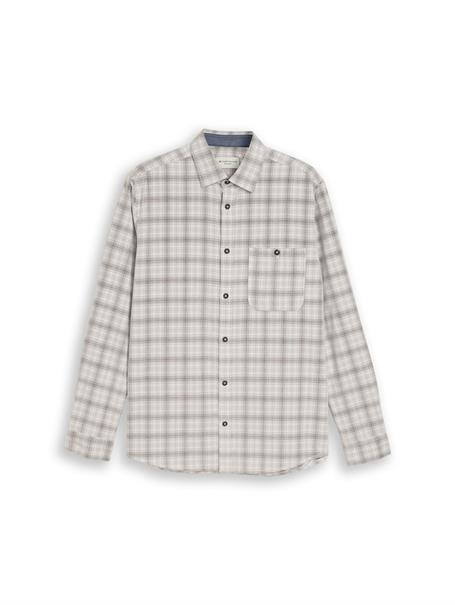 Regular Fit Cordhemd mit Karomuster white based taupe check