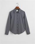 Regular Fit Geometric Baumwoll Voile Bluse evening blue