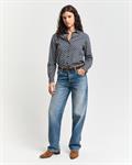 Regular Fit Geometric Baumwoll Voile Bluse evening blue