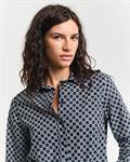 Regular Fit Geometric Baumwoll Voile Bluse evening blue