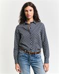 Regular Fit Geometric Baumwoll Voile Bluse evening blue