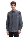 Regular Fit Hemd mit Turn-up-Funktion navy white fil a fil dobby