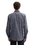 Regular Fit Hemd mit Turn-up-Funktion navy white fil a fil dobby
