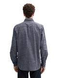 Regular Fit Hemd mit Turn-up-Funktion navy white fil a fil dobby
