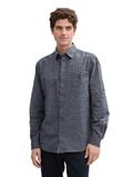 Regular Fit Hemd mit Turn-up-Funktion navy white fil a fil dobby