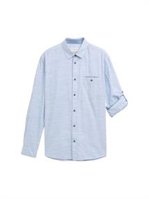Regular Fit Hemd mit Turn-up-Funktion navy white fil a fil dobby