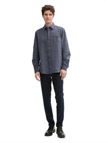 Regular Fit Hemd mit Turn-up-Funktion navy white fil a fil dobby