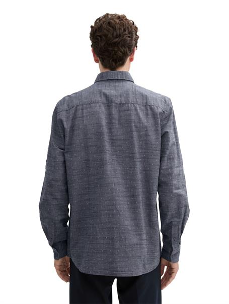 Regular Fit Hemd mit Turn-up-Funktion navy white fil a fil dobby