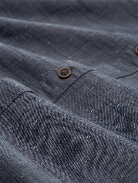 Regular Fit Hemd mit Turn-up-Funktion navy white fil a fil dobby
