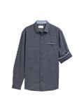 Regular Fit Hemd mit Turn-up-Funktion white blue fil a fil dobby
