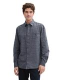 Regular Fit Hemd mit Turn-up-Funktion white blue fil a fil dobby