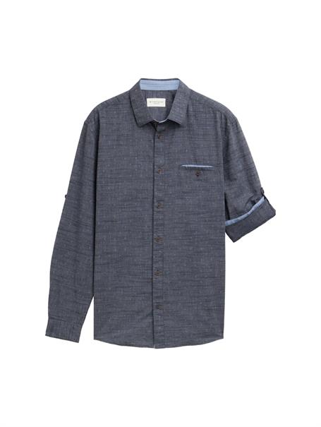 Regular Fit Hemd mit Turn-up-Funktion white blue fil a fil dobby