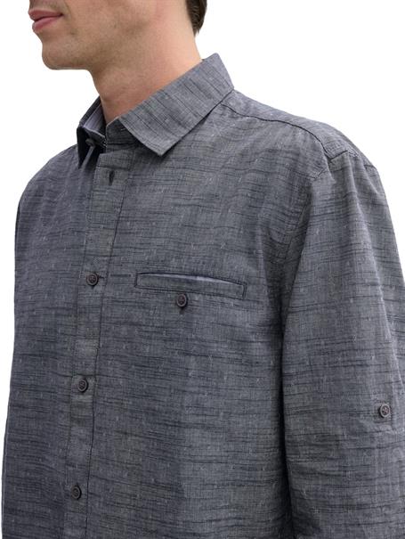 Regular Fit Hemd mit Turn-up-Funktion white blue fil a fil dobby