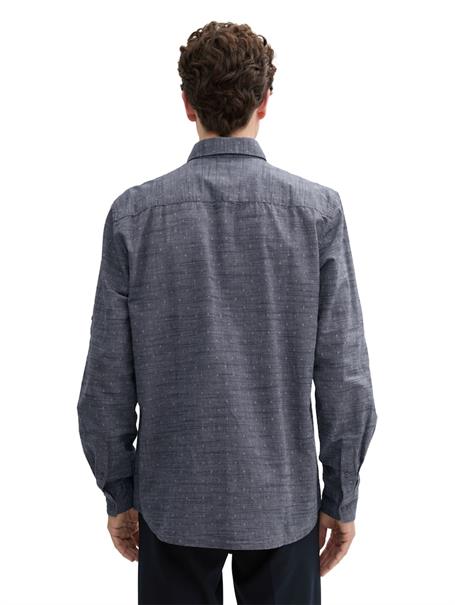 Regular Fit Hemd mit Turn-up-Funktion white blue fil a fil dobby