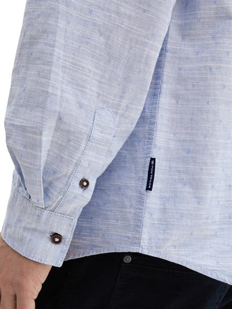 Regular Fit Hemd mit Turn-up-Funktion white blue fil a fil dobby