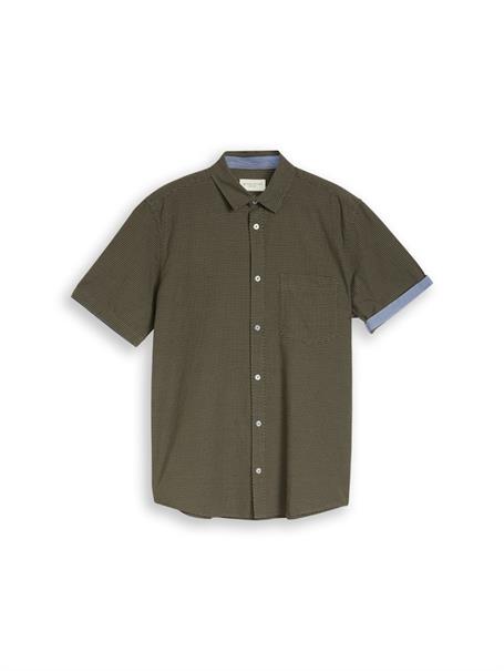 Regular Fit Kurzarmhemd aus Baumwolle deep leaf green dot structure