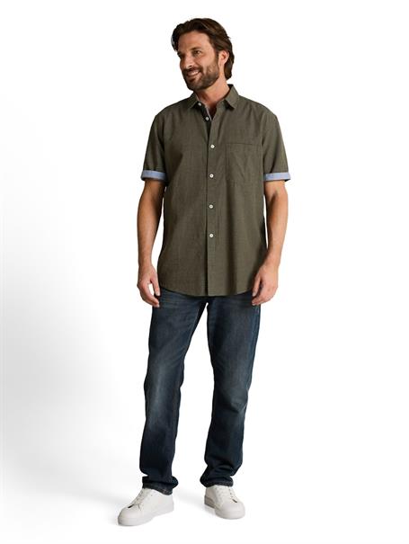 Regular Fit Kurzarmhemd aus Baumwolle deep leaf green dot structure