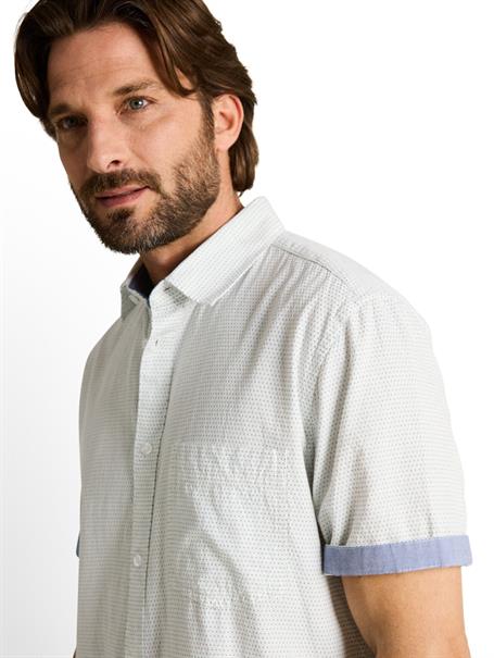 Regular Fit Kurzarmhemd aus Baumwolle gardenia white dot structure
