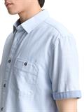 Regular Fit Kurzarmhemd mit Brusttasche powder blue zigzag structure