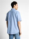 Regular Fit Kurzarmhemd mit Leinenanteil bleeched blue chambray
