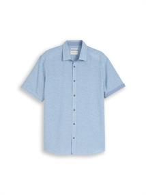 Regular Fit Kurzarmhemd mit Leinenanteil bleeched blue chambray