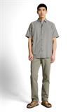 Regular Fit Kurzarmhemd mit Leinenanteil faded leaf green chambray