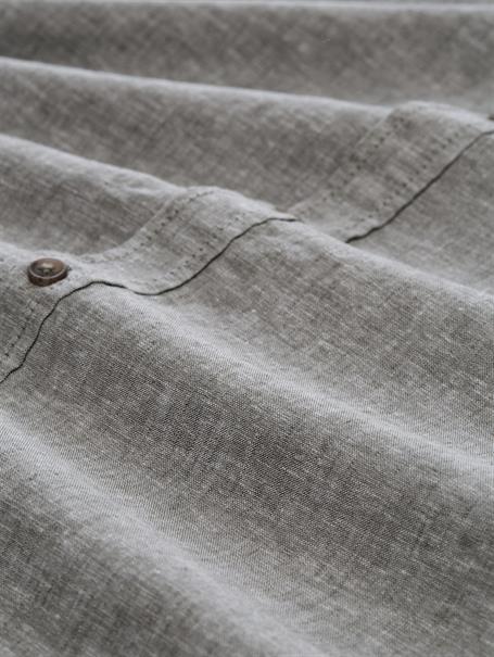 Regular Fit Kurzarmhemd mit Leinenanteil faded leaf green chambray