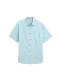 Regular Fit Kurzarmhemd mit Leinenanteil pastel turquoise chambray