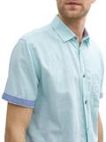 Regular Fit Kurzarmhemd mit Leinenanteil pastel turquoise chambray