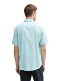 Regular Fit Kurzarmhemd mit Leinenanteil pastel turquoise chambray