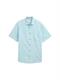 Regular Fit Kurzarmhemd mit Leinenanteil pastel turquoise chambray