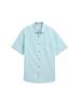 Regular Fit Kurzarmhemd mit Leinenanteil pastel turquoise chambray