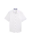 Regular Fit Kurzarmhemd mit Leinenanteil white