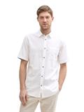 Regular Fit Kurzarmhemd mit Leinenanteil white