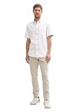 Regular Fit Kurzarmhemd mit Leinenanteil white