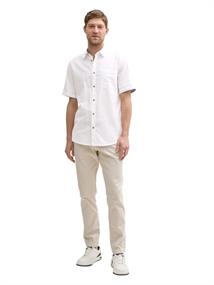 Regular Fit Kurzarmhemd mit Leinenanteil white