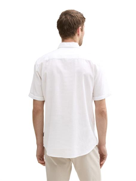 Regular Fit Kurzarmhemd mit Leinenanteil white