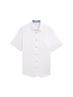 Regular Fit Kurzarmhemd mit Leinenanteil white