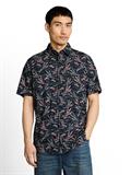 Regular Fit Kurzarmhemd mit Muster navy green palm design