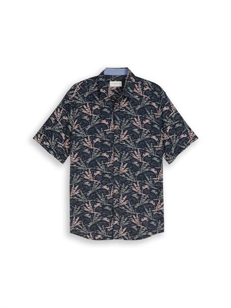 Regular Fit Kurzarmhemd mit Muster navy green palm design