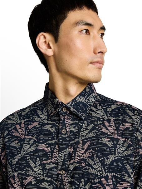 Regular Fit Kurzarmhemd mit Muster navy green palm design