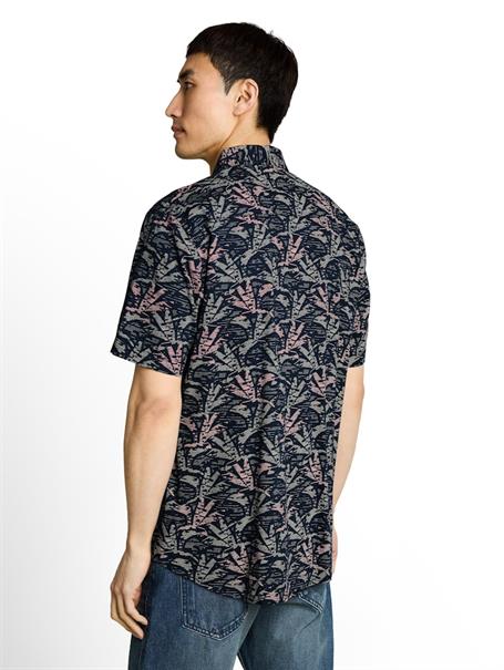 Regular Fit Kurzarmhemd mit Muster navy green palm design