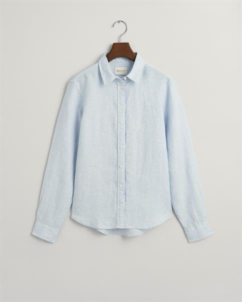 Regular Fit Leinen Chambray Bluse light blue