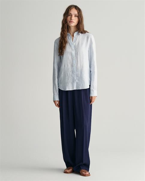 Regular Fit Leinen Chambray Bluse light blue