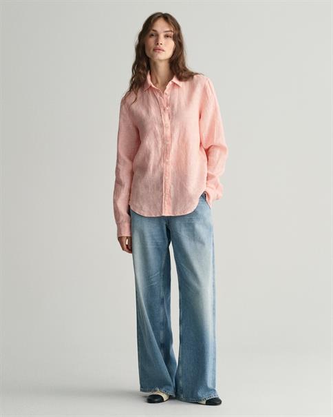 Regular Fit Leinen Chambray Bluse peachy pink