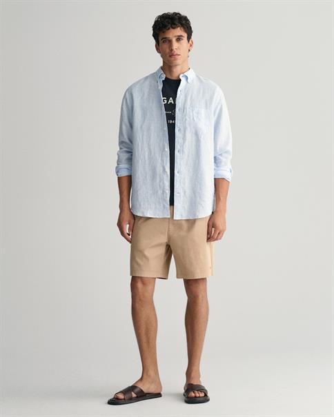 Regular Fit Leinen Hemd mit Streifen capri blue