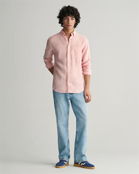 Regular Fit Leinen Hemd mit Streifen peachy pink