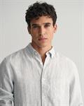 Regular Fit Leinen Hemd mit Streifen white