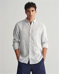 Regular Fit Leinen Hemd mit Streifen white